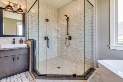 Glass Shower with Matte Black Hardware